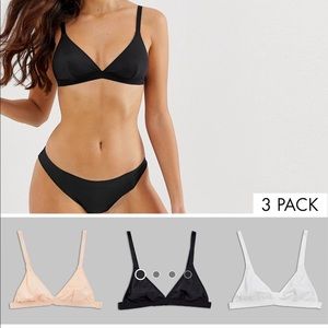 ASOS DESIGN 3 pack jersey triangle bra